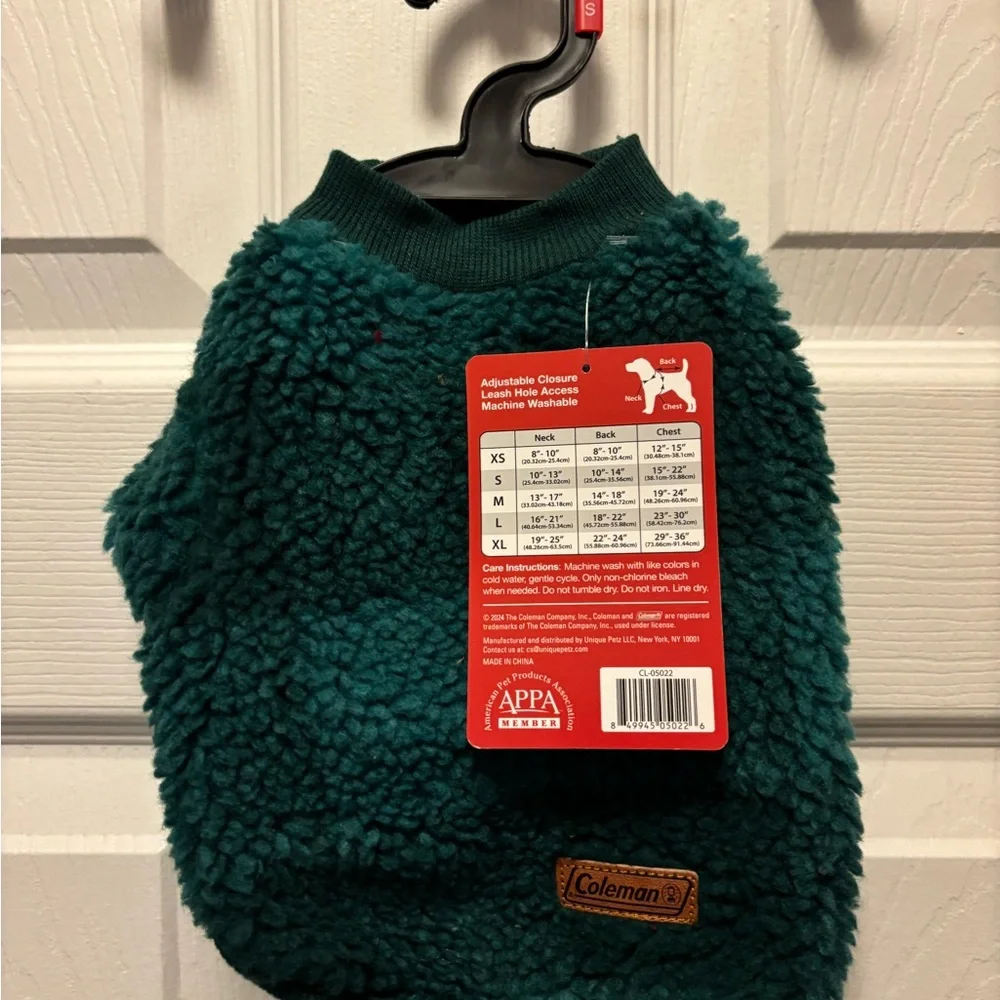 Coleman Green Pet Sherpa Fleece Jacket in Sizes XS, S, L BNWT